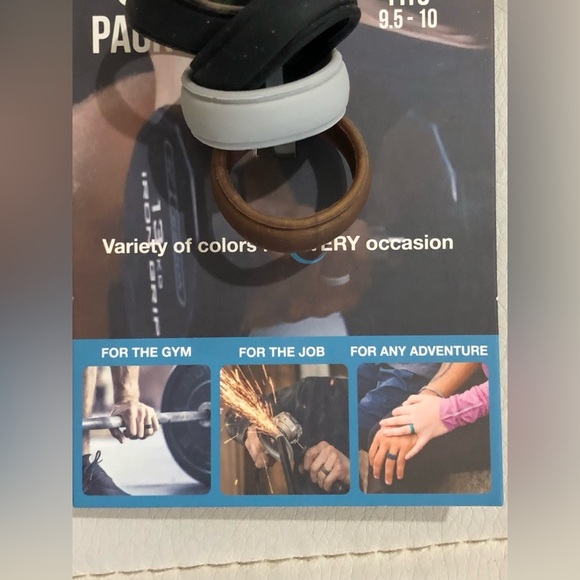 Everyrings 10pc blue gray black silicone rings set size medium new - Picture 3 of 10